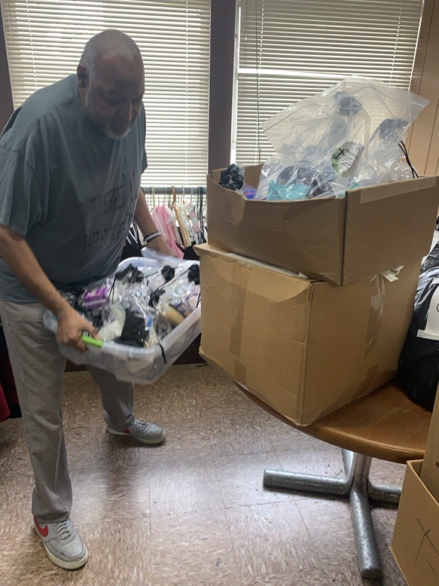 Nick Simeon with donated care packages
