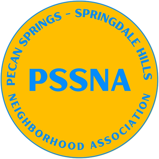 Pecan Springs and Springdale Hills Neighborhood Association badge